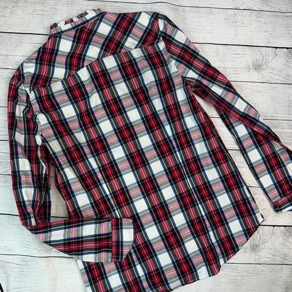 J. Crew Women's Tartan Plaid Button Up Shirt with Ruffle Collar Size XS - Picture 7 of 9